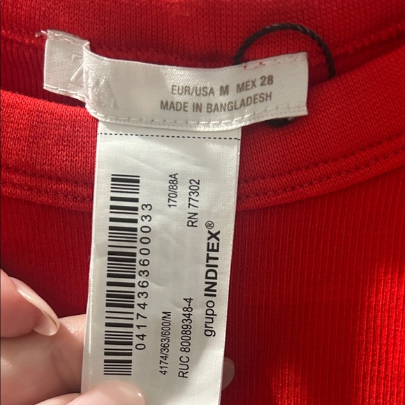 Zara Vibrant Red Ribbed Top - Picture 2 of 2